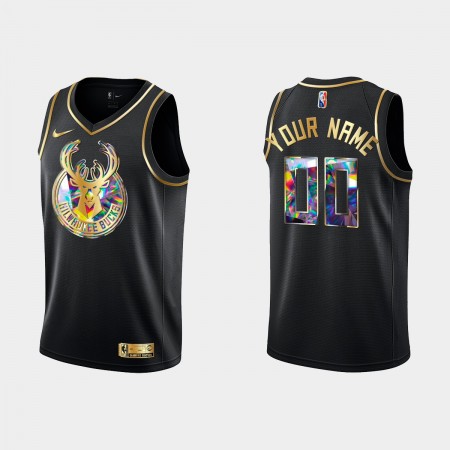 Dres Milwaukee Bucks  Prilagođeni Nike 2021-22 Crno Golden Edition 75th Anniversary Diamond Swingman